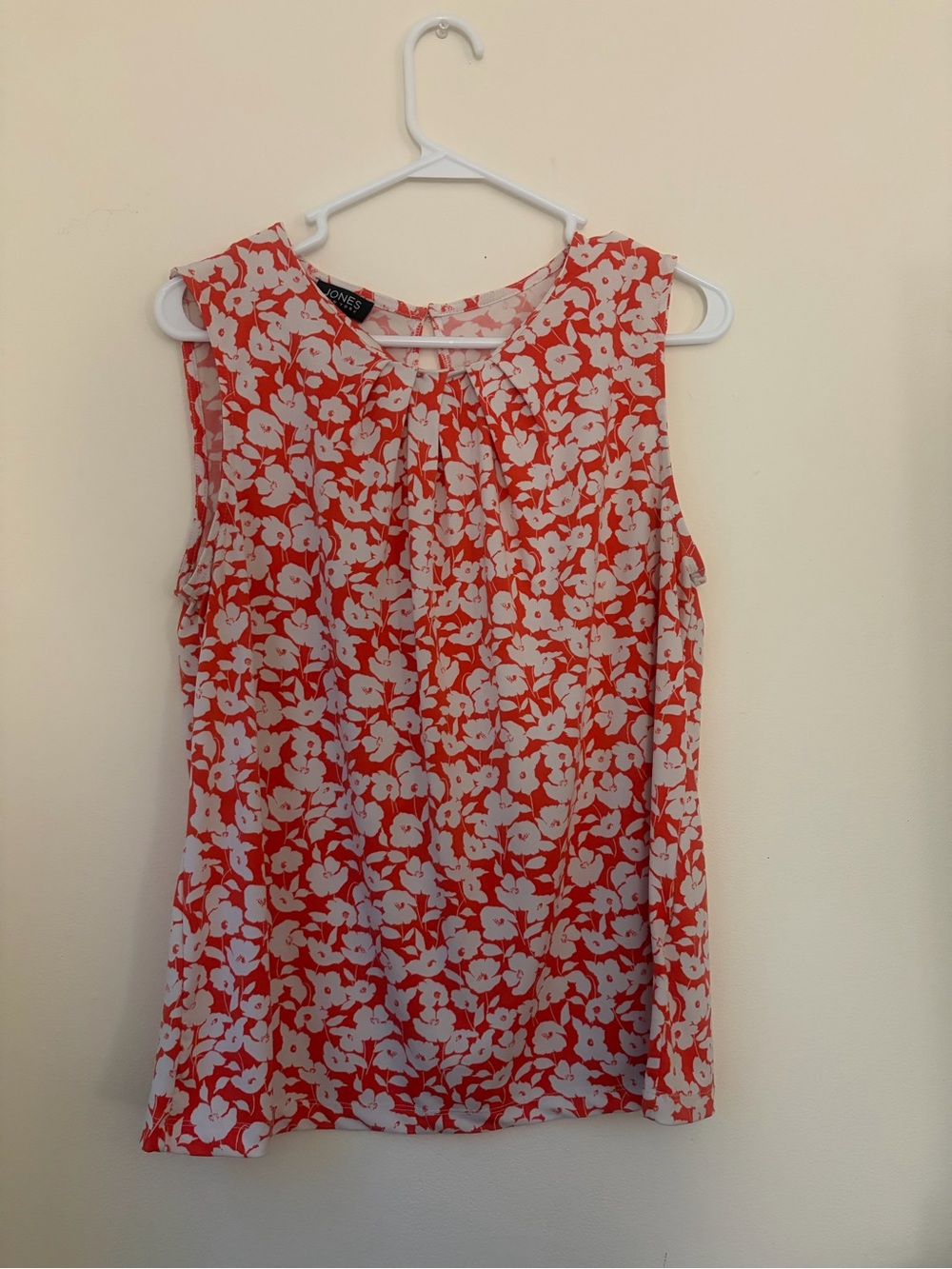 Jones New York Red and White Floral Sleeveless Dress